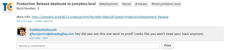 Share TeamCity events or performance metrics with @notifications Share TeamCity events or performance metrics with @notifications