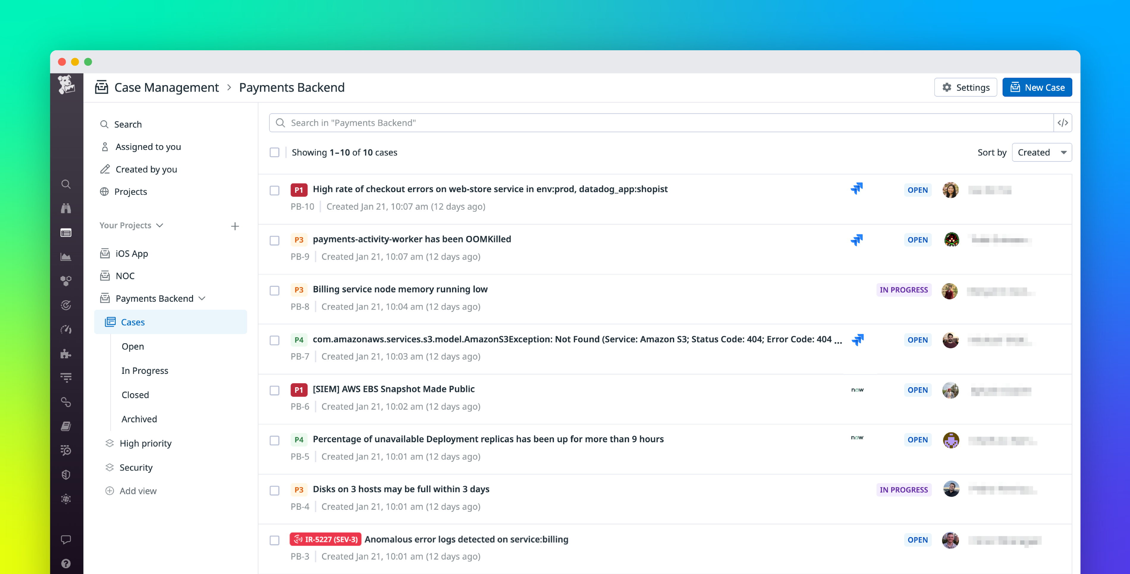 Centralize, triage, and track tickets with Datadog Case Management