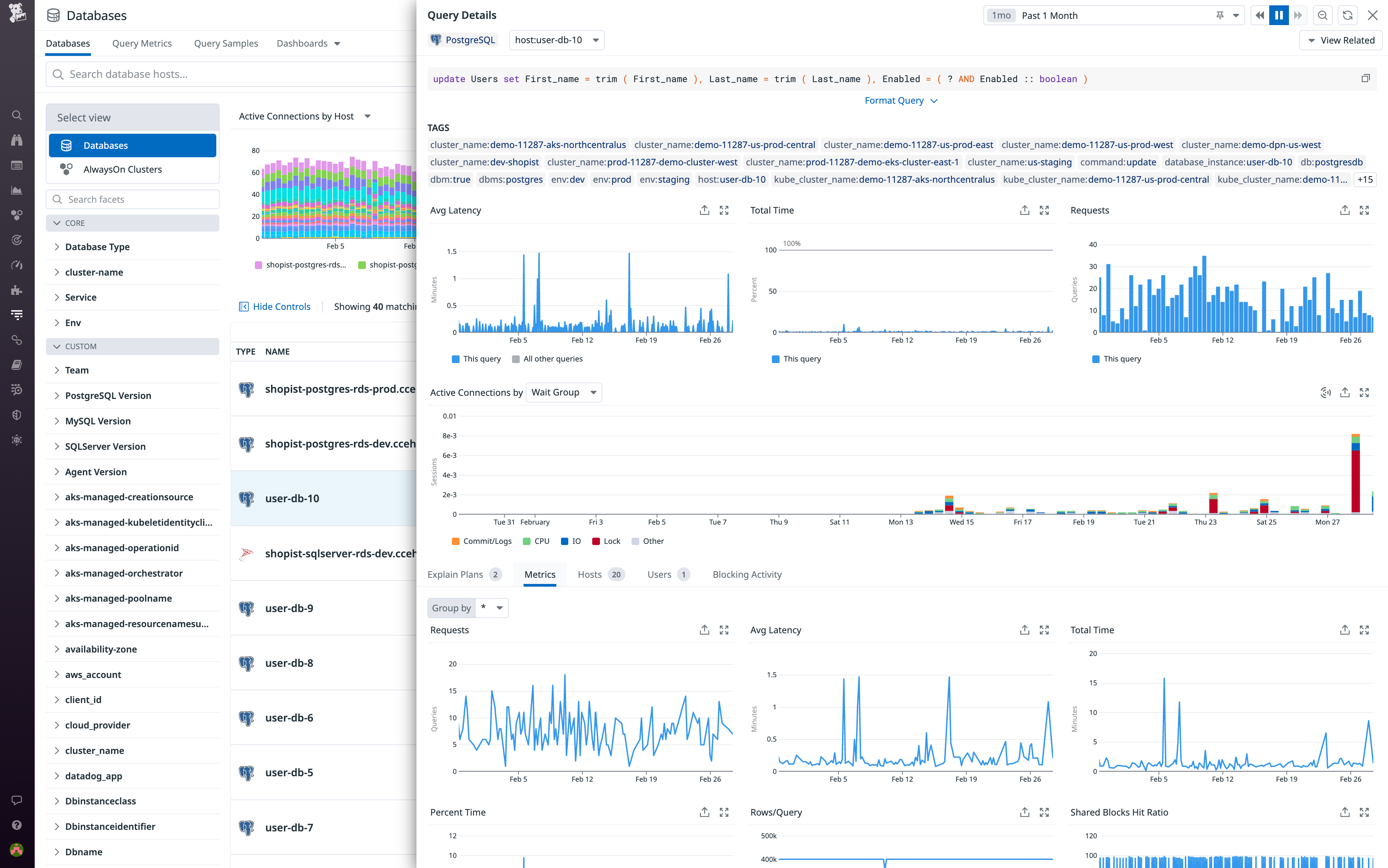 Query performance metrics in the Query Details panel