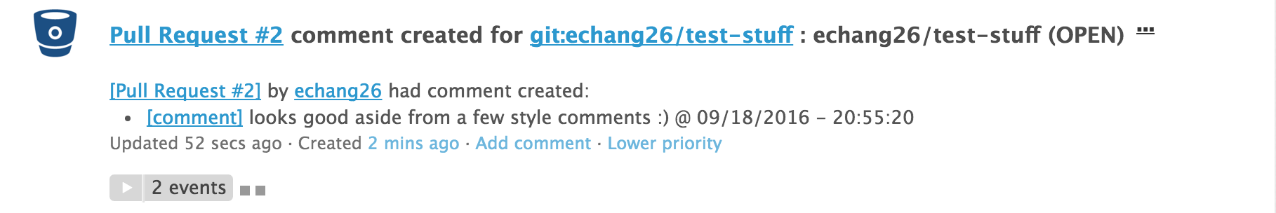 comment on bitbucket pull request
