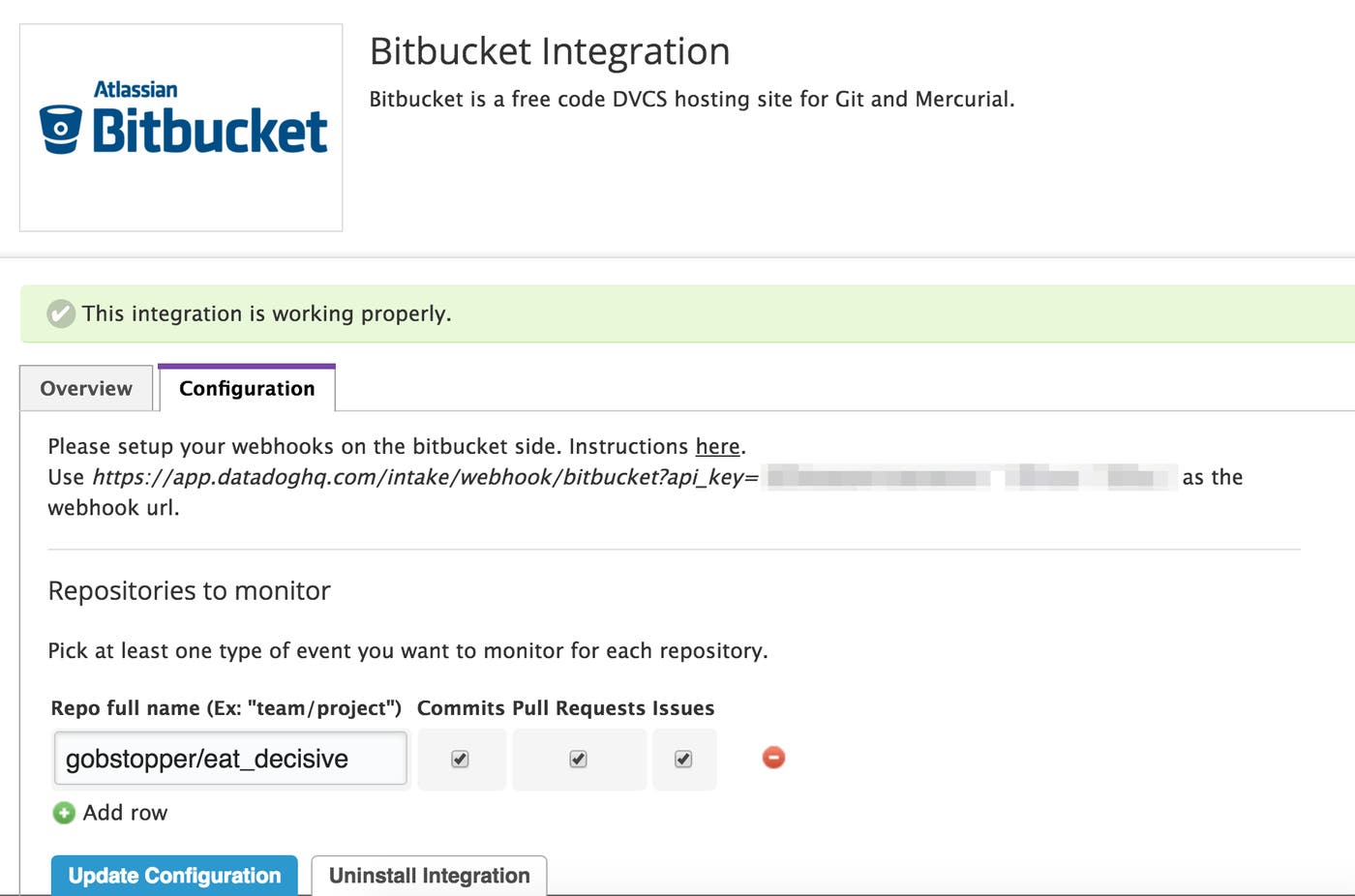 bitbucket config in Datadog bitbucket config in Datadog