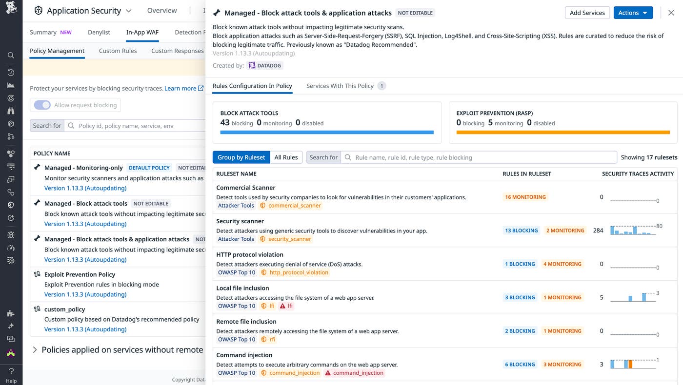 In-App WAF policy in Datadog AAP In-App WAF policy in Datadog AAP