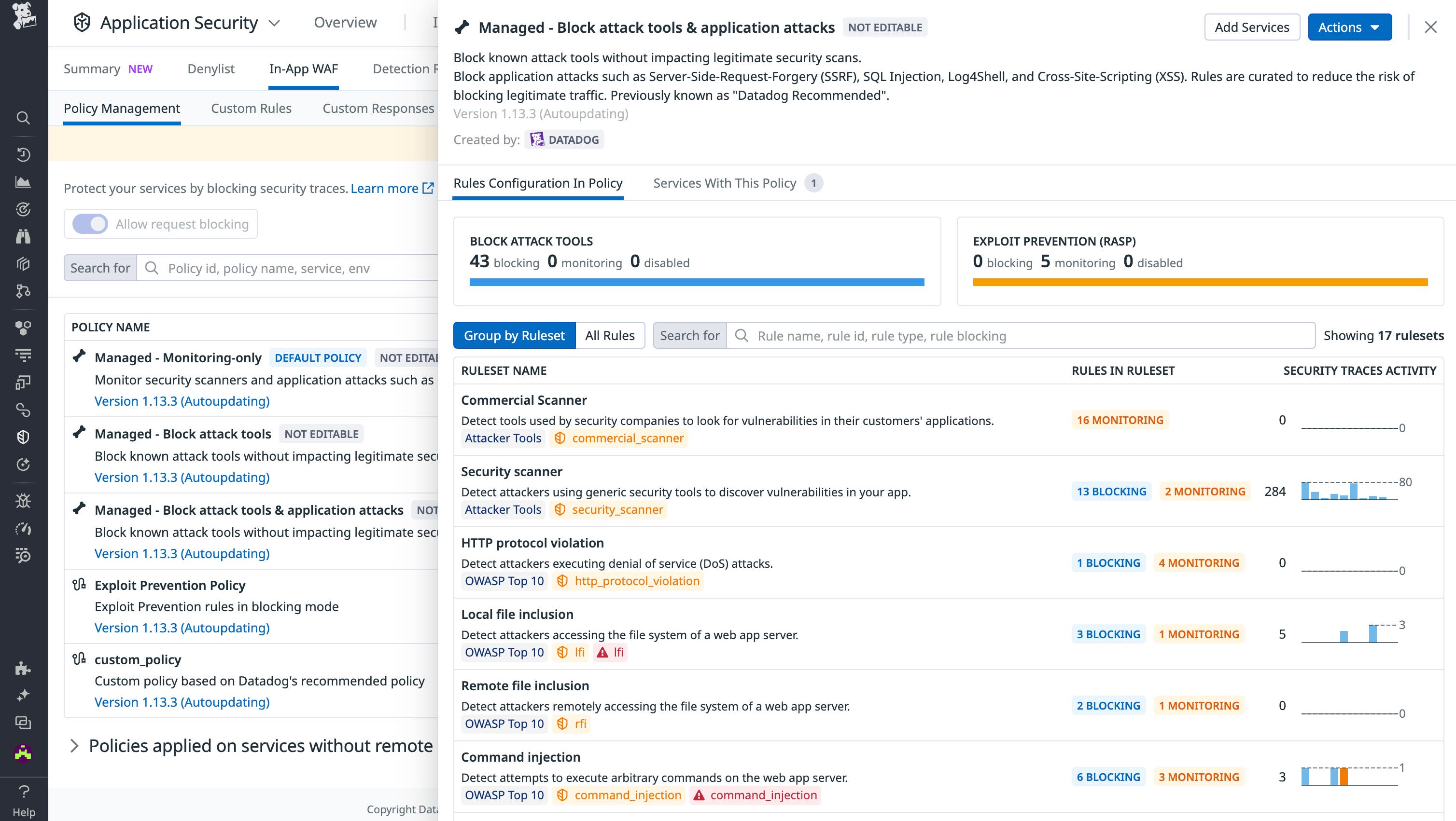 In-App WAF policy in Datadog AAP In-App WAF policy in Datadog AAP