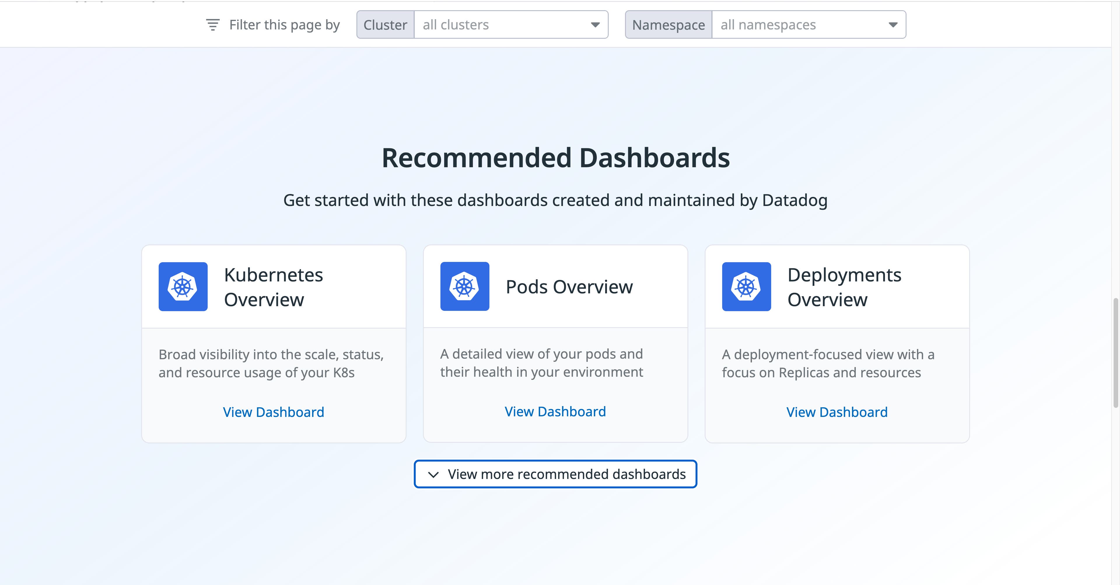 View relevant dashboards View relevant dashboards