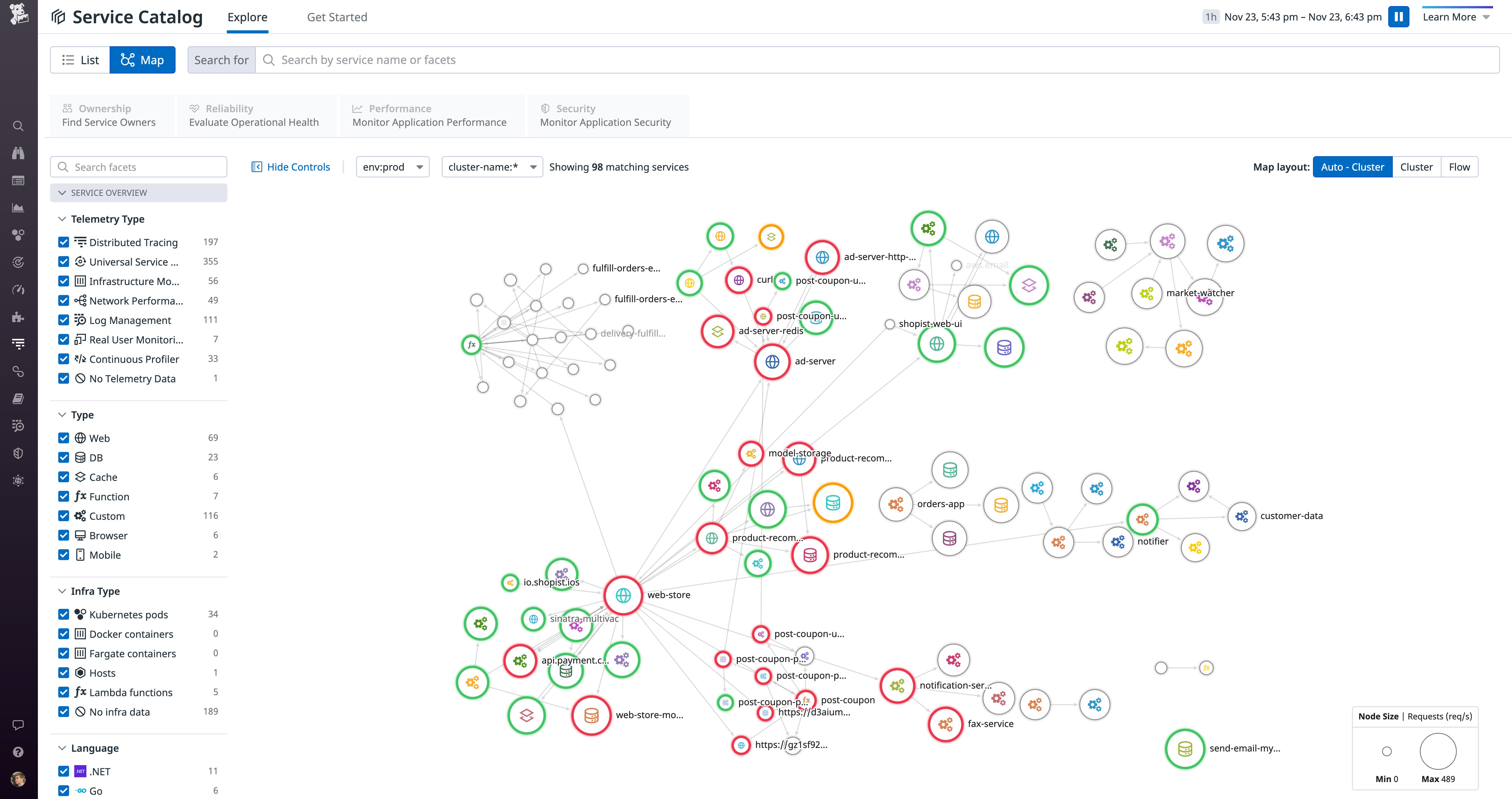 Universal Service Monitoring enables you to get visibility into all of your services via the Service Map. Universal Service Monitoring enables you to get visibility into all of your services via the Service Map.