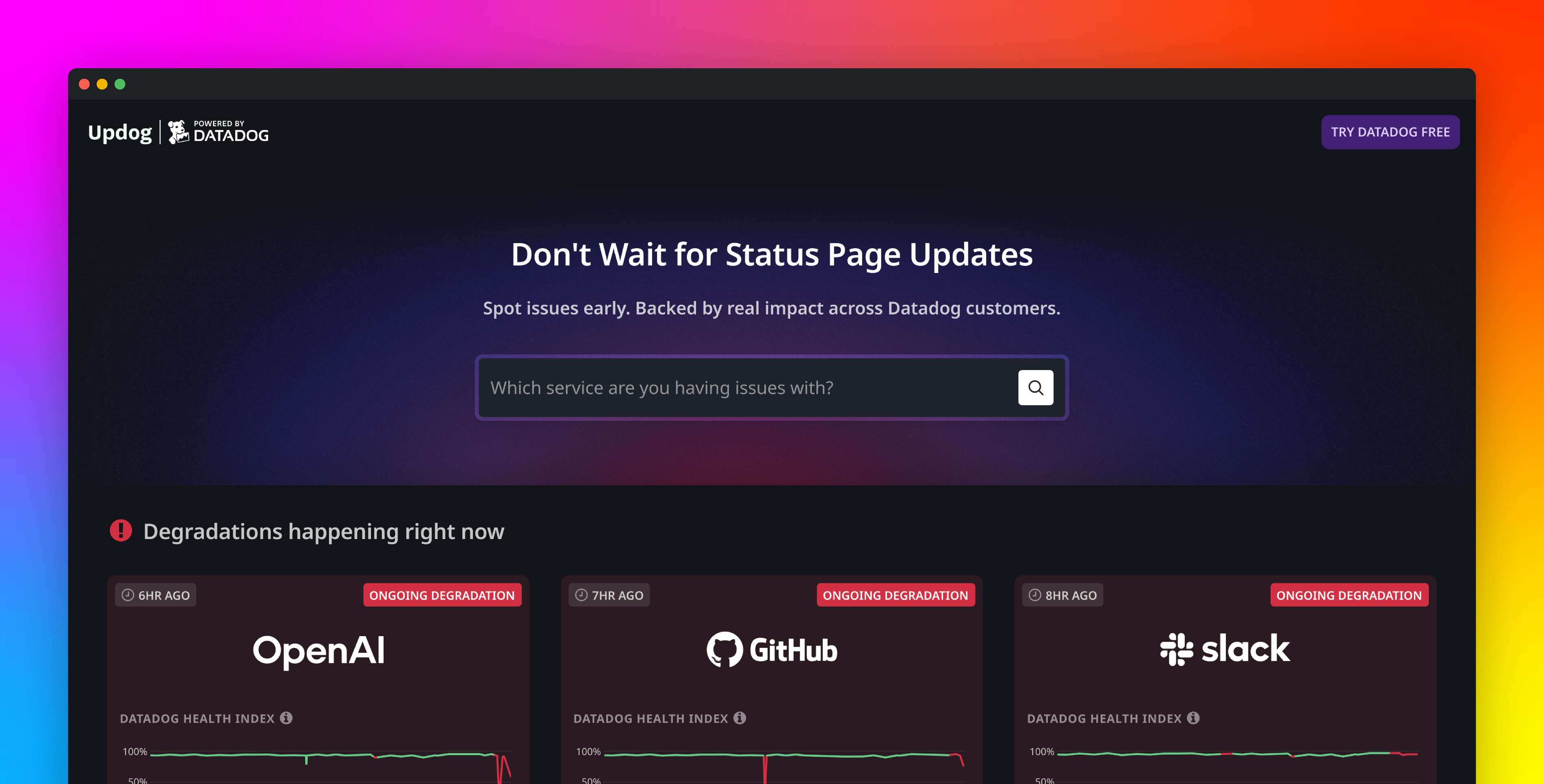 Introducing Updog.ai: Real-time provider status from Datadog