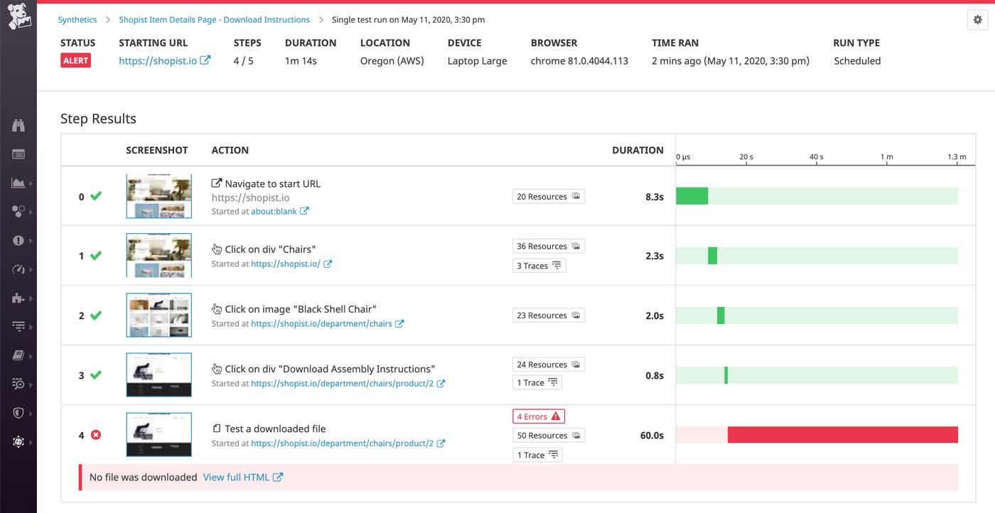 The test failed at the last step as no file was downloaded The test failed at the last step as no file was downloaded