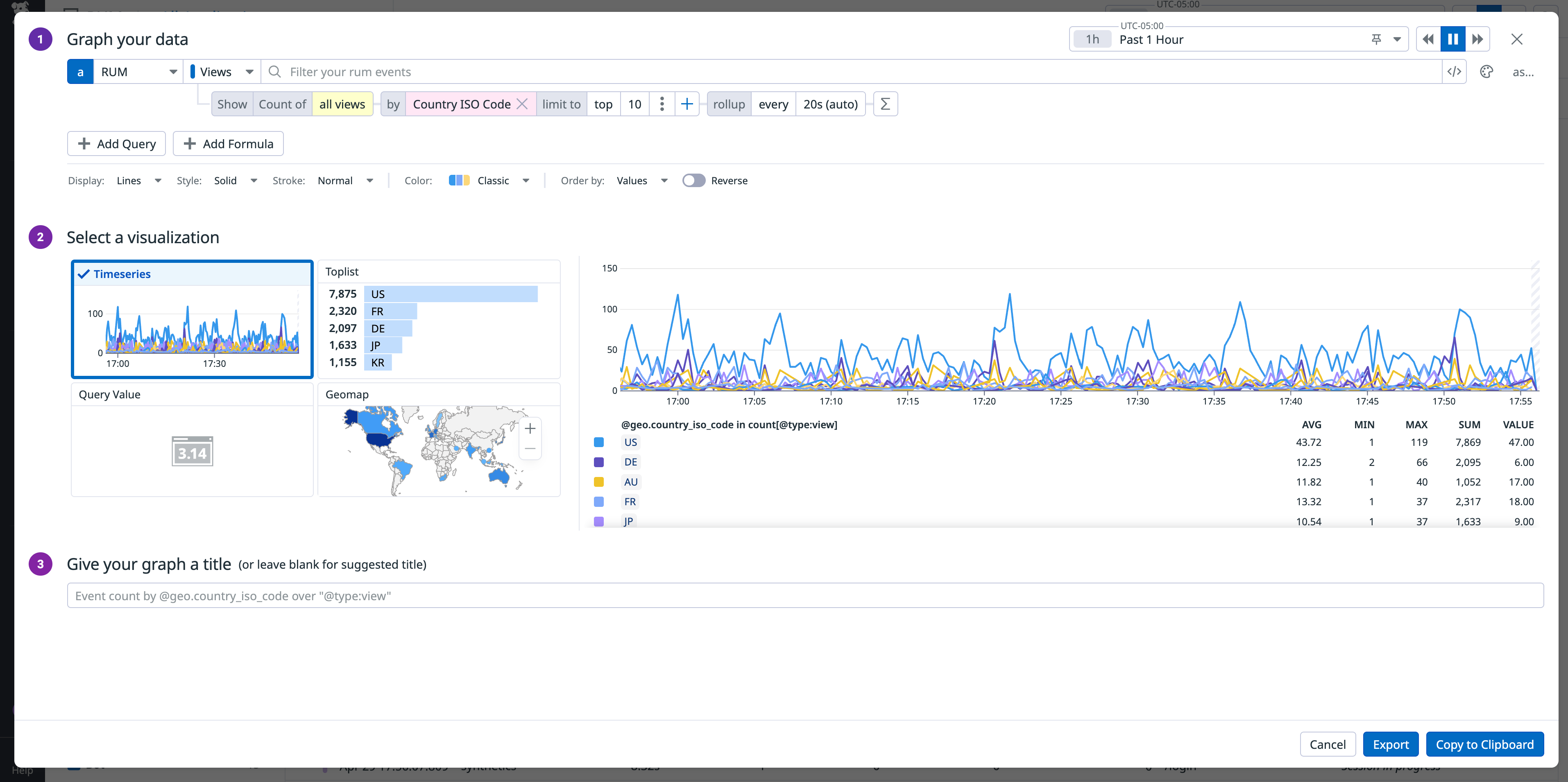 View of the Quick Graphs editor