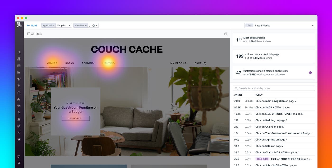 Visualize user behavior with Datadog Click Maps Visualize user behavior with Datadog Click Maps