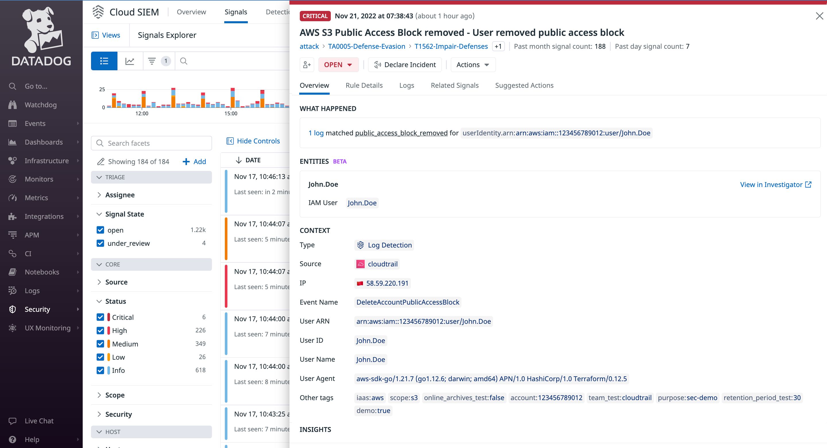 Review activity via Security Signals