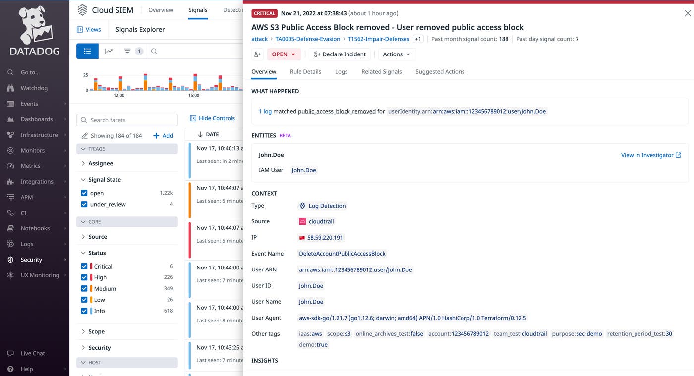 Review activity via Security Signals Review activity via Security Signals
