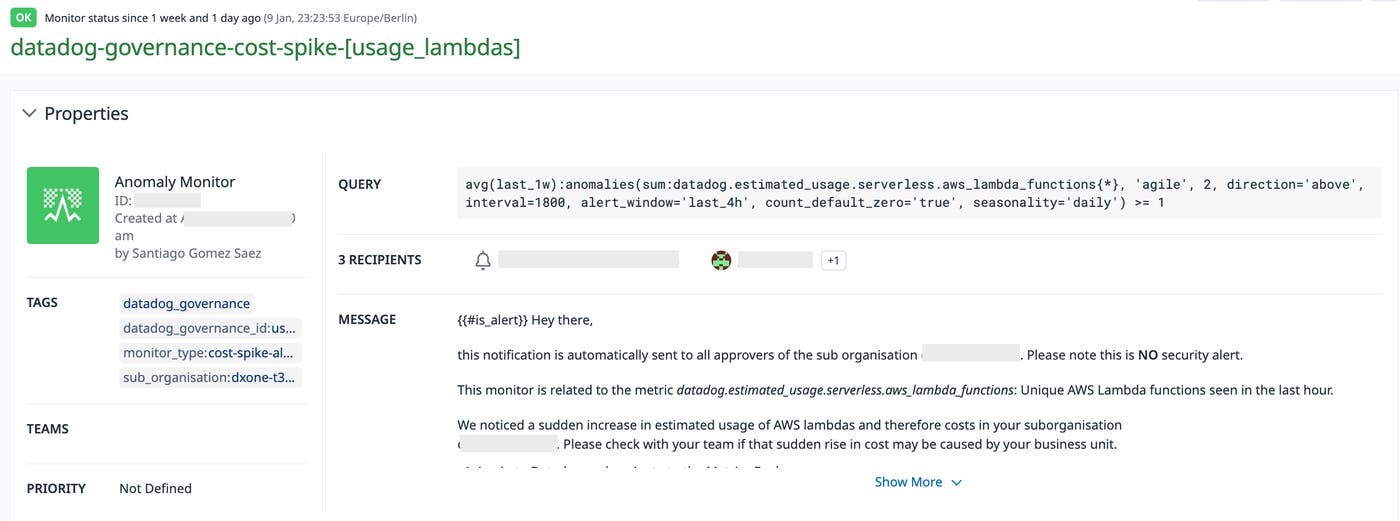 A Datadog anomaly monitor. A Datadog anomaly monitor.