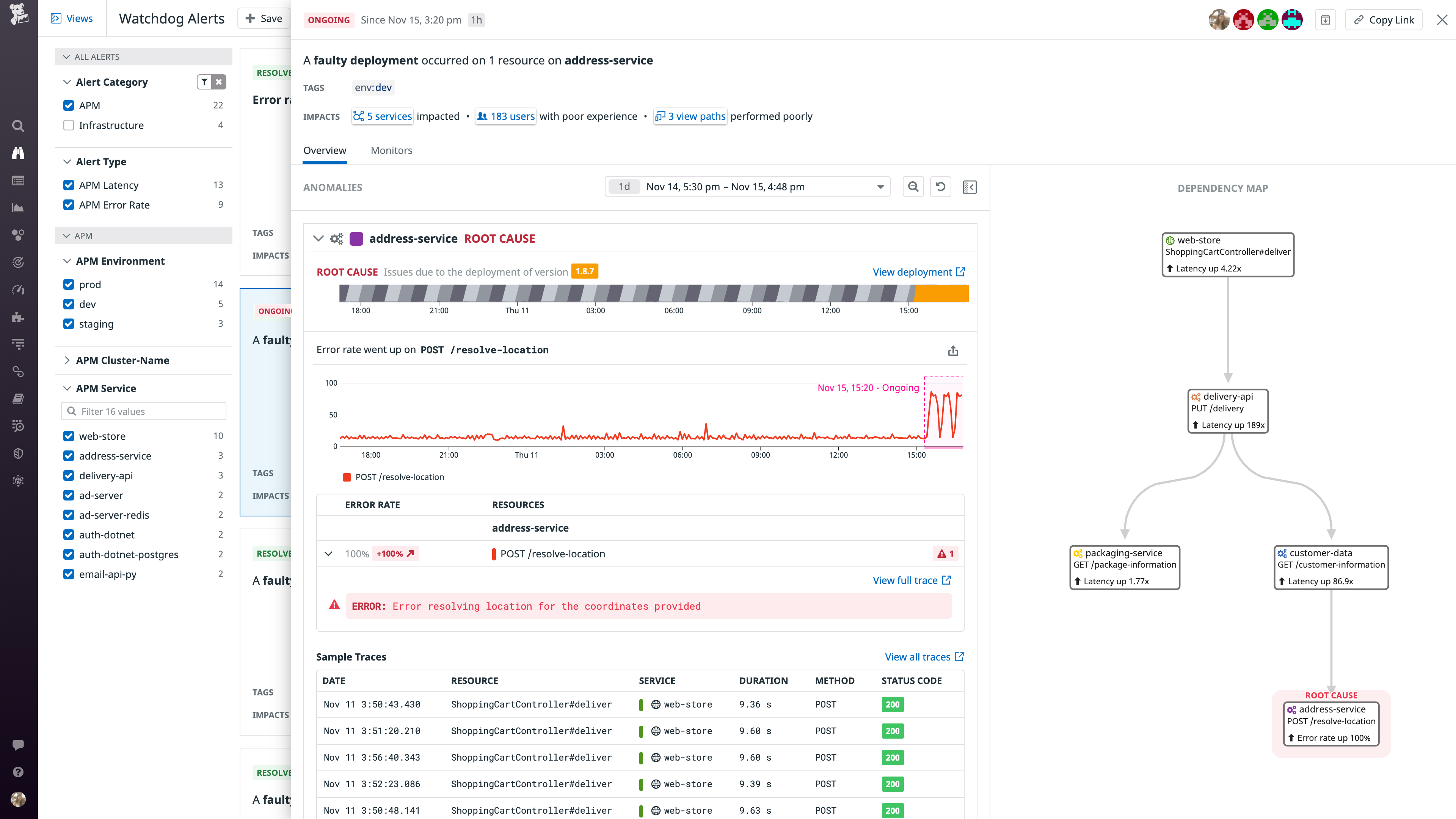 Alerts affecting a large number of users are high priority