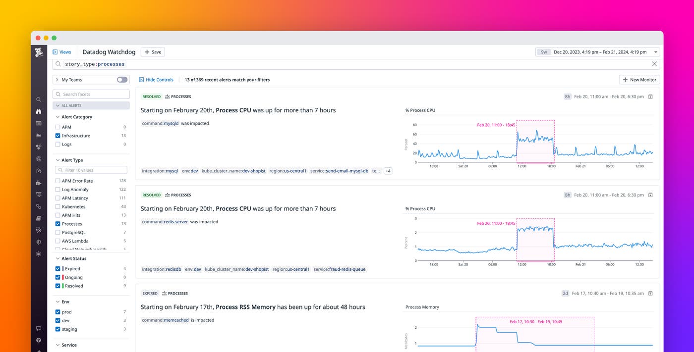 Troubleshoot anomalies in workload performance with Watchdog Insights and Alerts for Live Processes Troubleshoot anomalies in workload performance with Watchdog Insights and Alerts for Live Processes