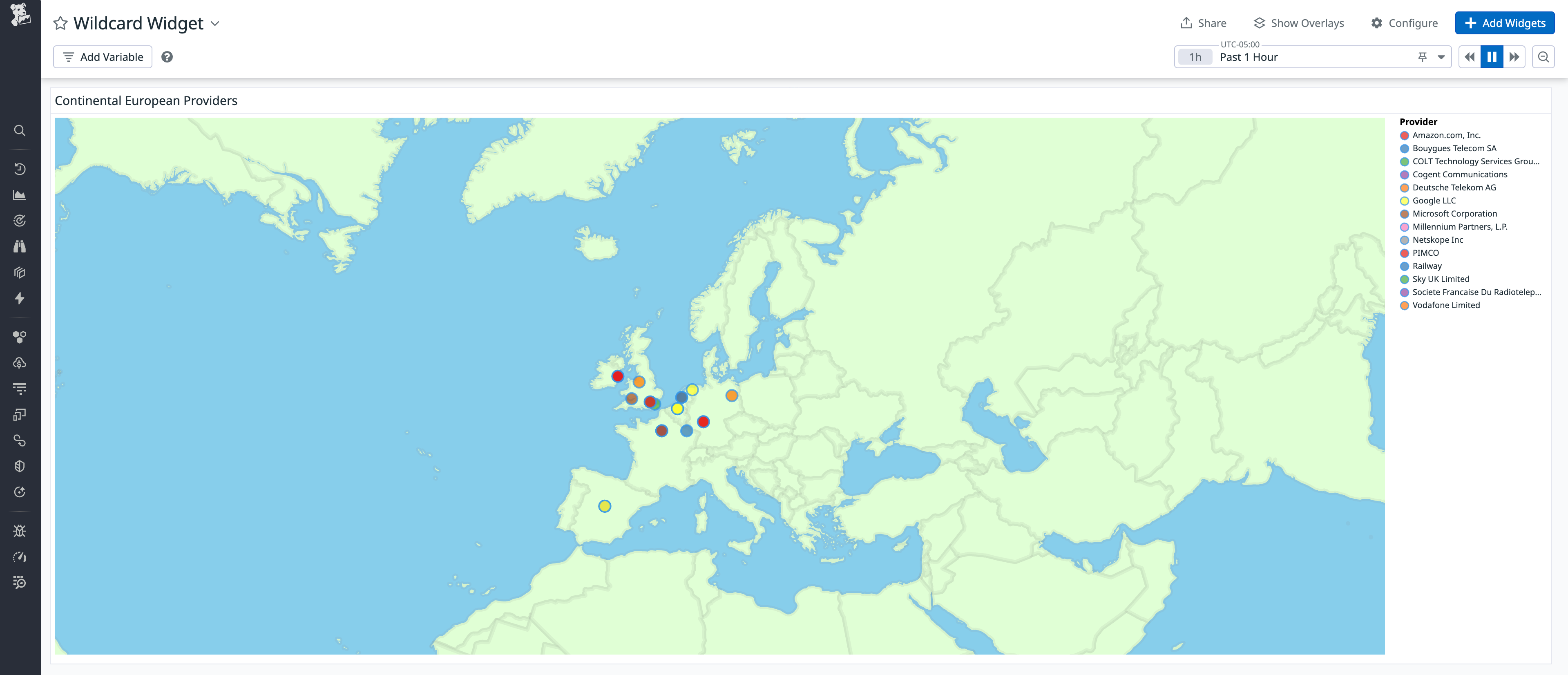 View of an interactive geomap that displays the locations of providers based in Europe