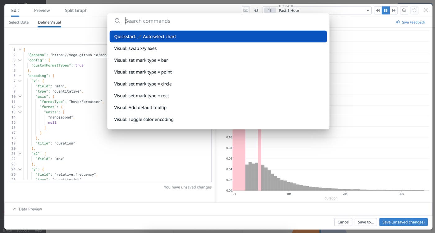 View of the built-in command palette tool that enables you to make common configuration changes in a few clicks View of the built-in command palette tool that enables you to make common configuration changes in a few clicks