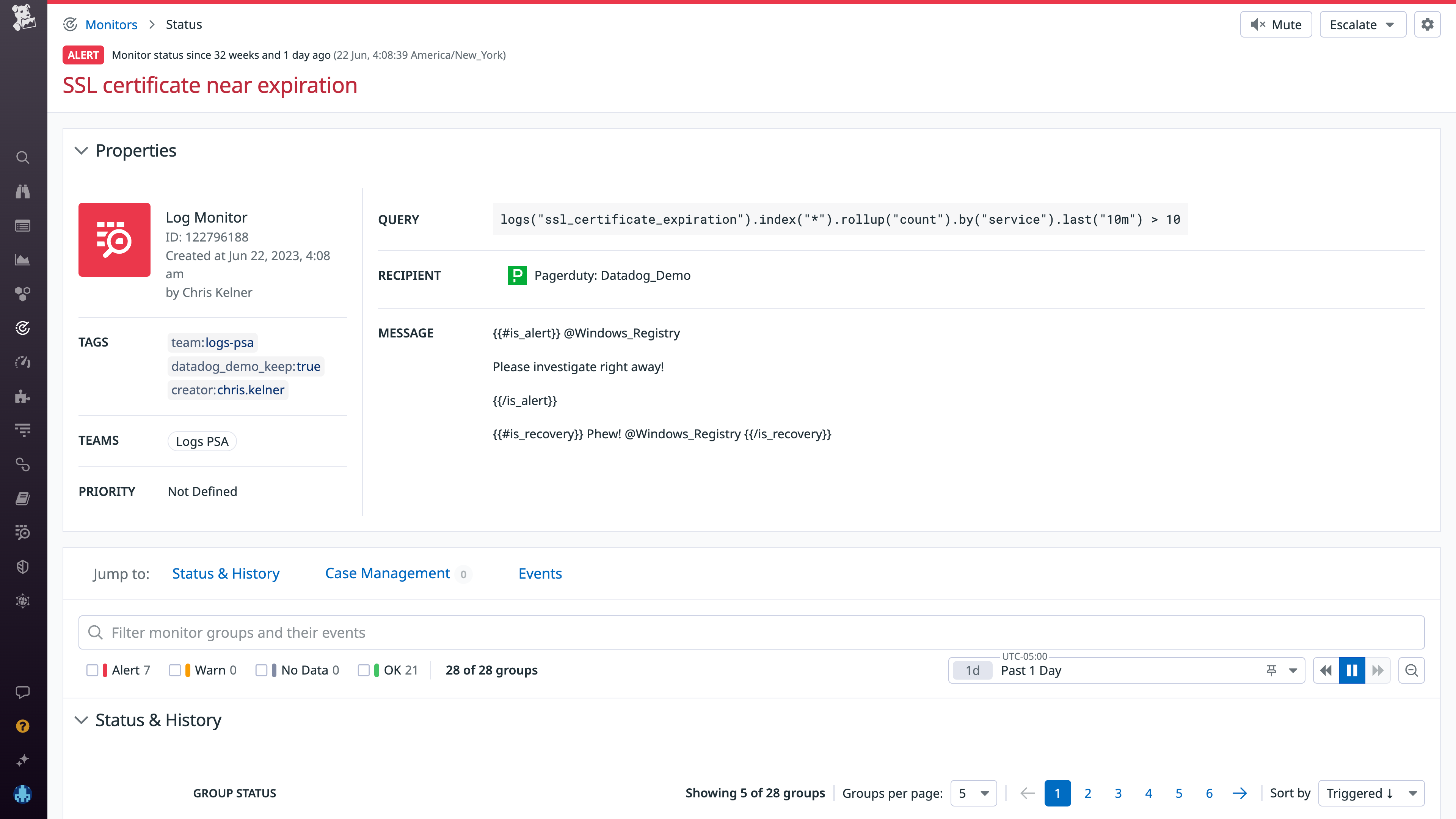 Create Datadog monitors on Windows Registry events