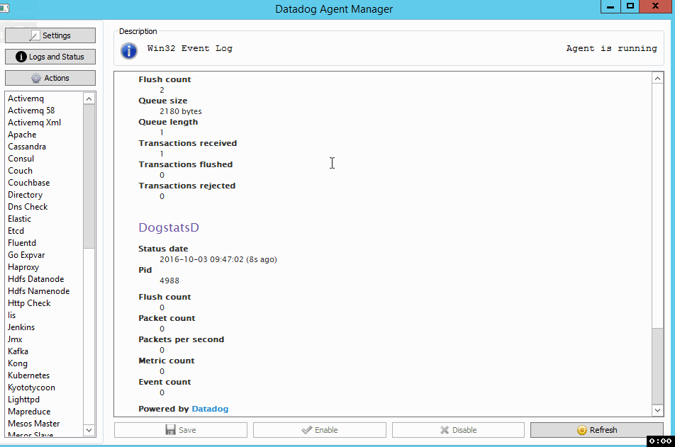 Restart Agent and check status Restart Agent and check status
