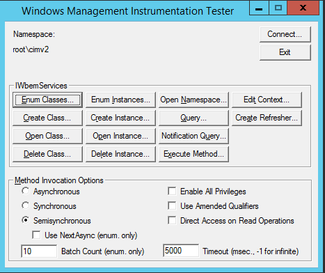 Connect wbemtest