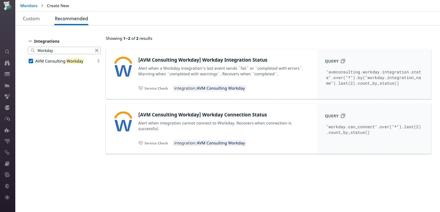 The integration includes two recommended monitors.