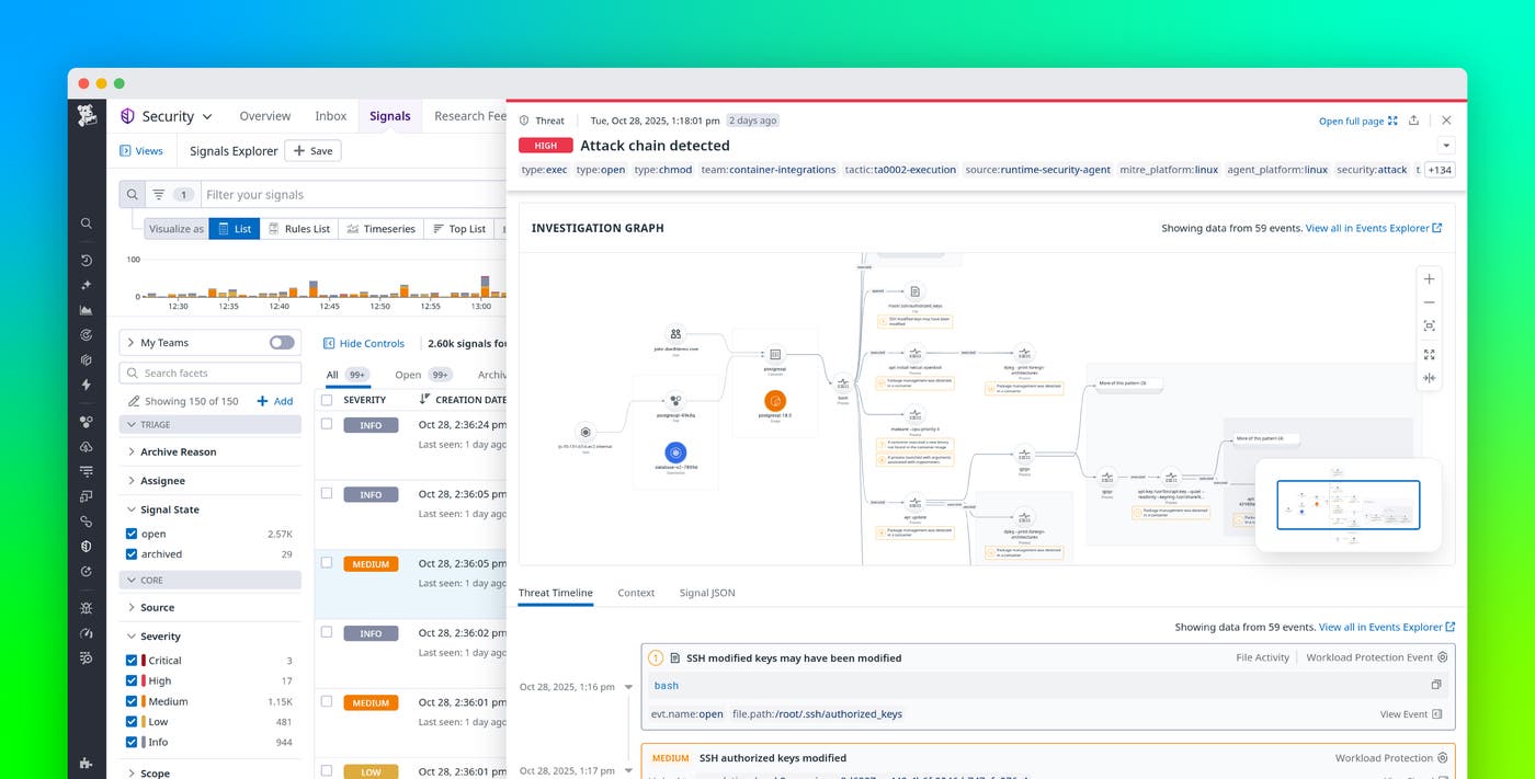 Turn fragmented runtime signals into coherent attack stories with Datadog Workload Protection Turn fragmented runtime signals into coherent attack stories with Datadog Workload Protection