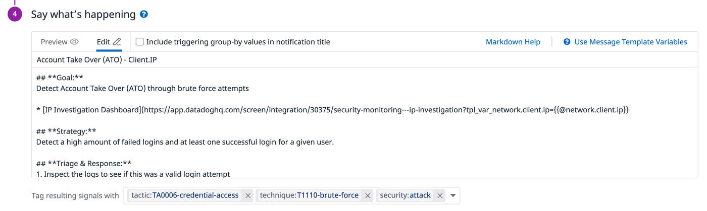 Customize a notification for your Datadog detection rule Customize a notification for your Datadog detection rule