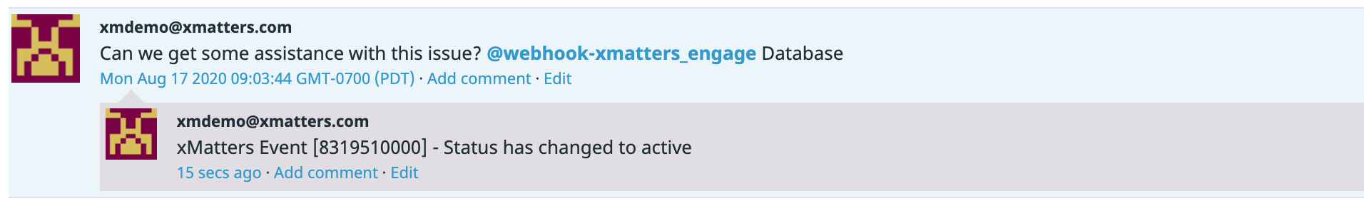 Engage webhook inside Datadog