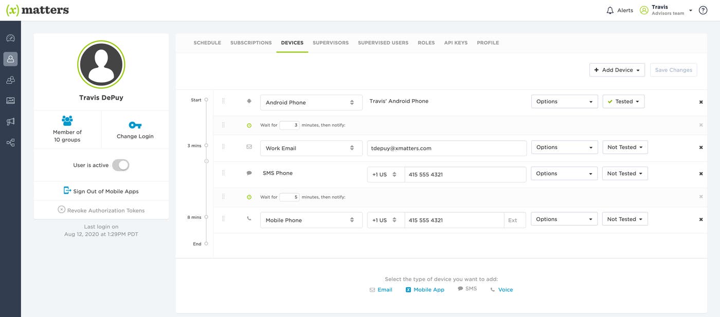 Schedule people and devices to receive notifications Schedule people and devices to receive notifications