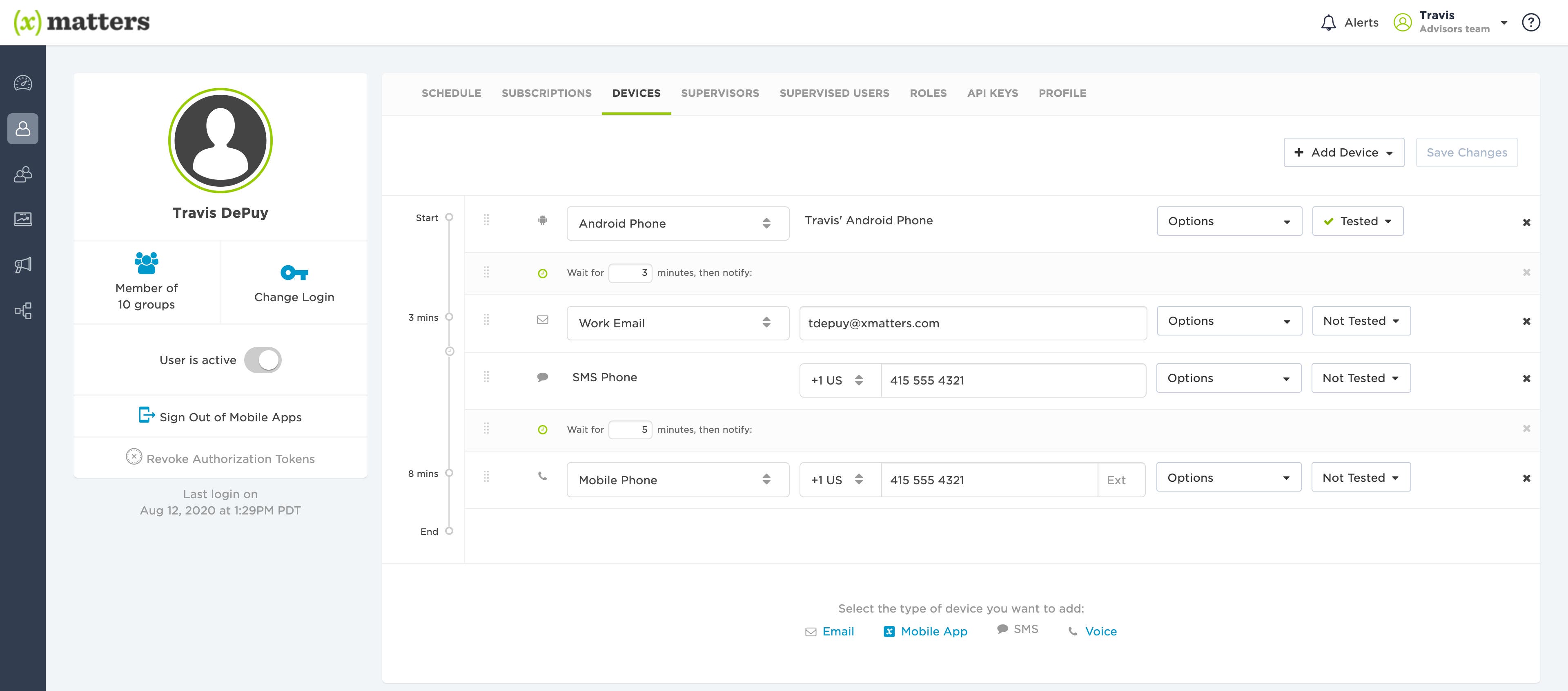 Schedule people and devices to receive notifications Schedule people and devices to receive notifications