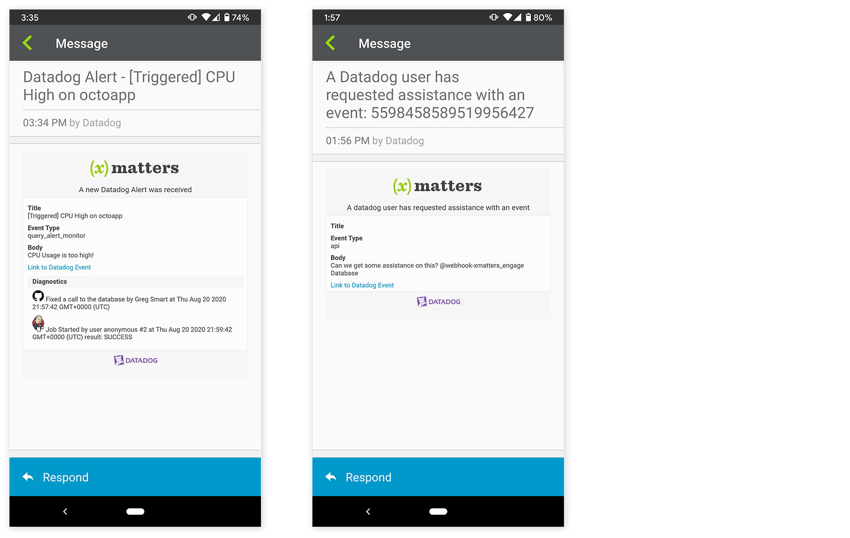 Enriched mobile notifications from xMatters