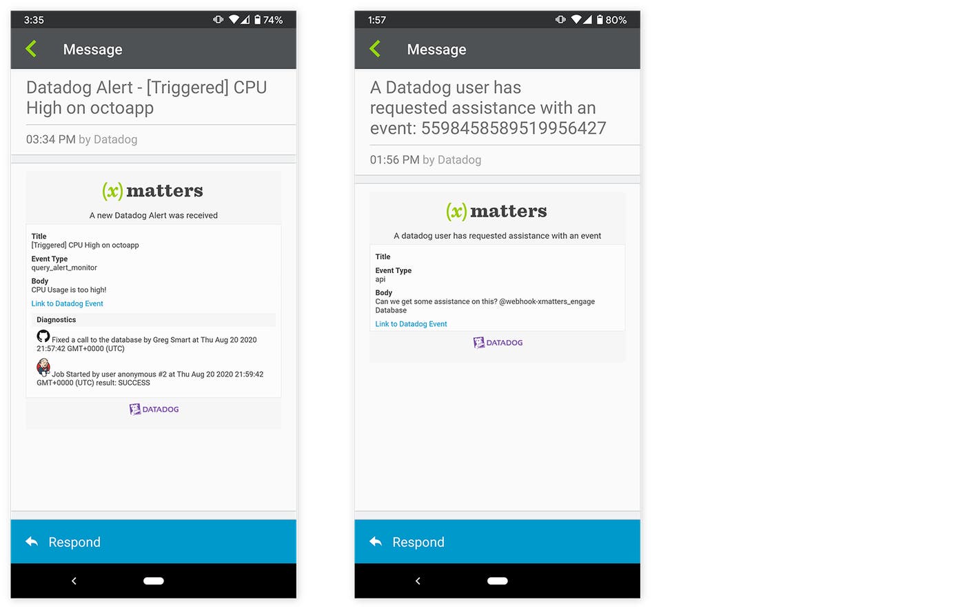 Enriched mobile notifications from xMatters Enriched mobile notifications from xMatters